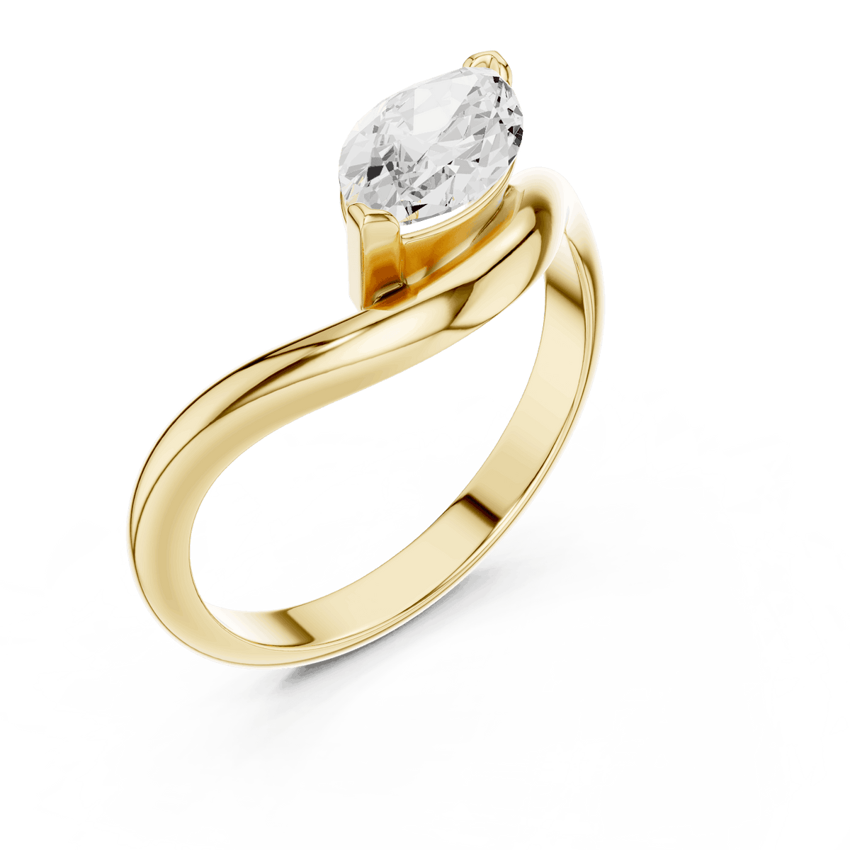 Marquise solitaire diamond ring featuring an elegant marquise-cut center stone on a sleek polished band by Orova Jewels.