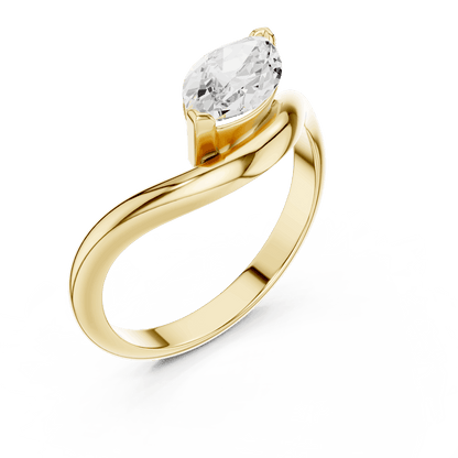 Marquise solitaire diamond ring featuring an elegant marquise-cut center stone on a sleek polished band by Orova Jewels.
