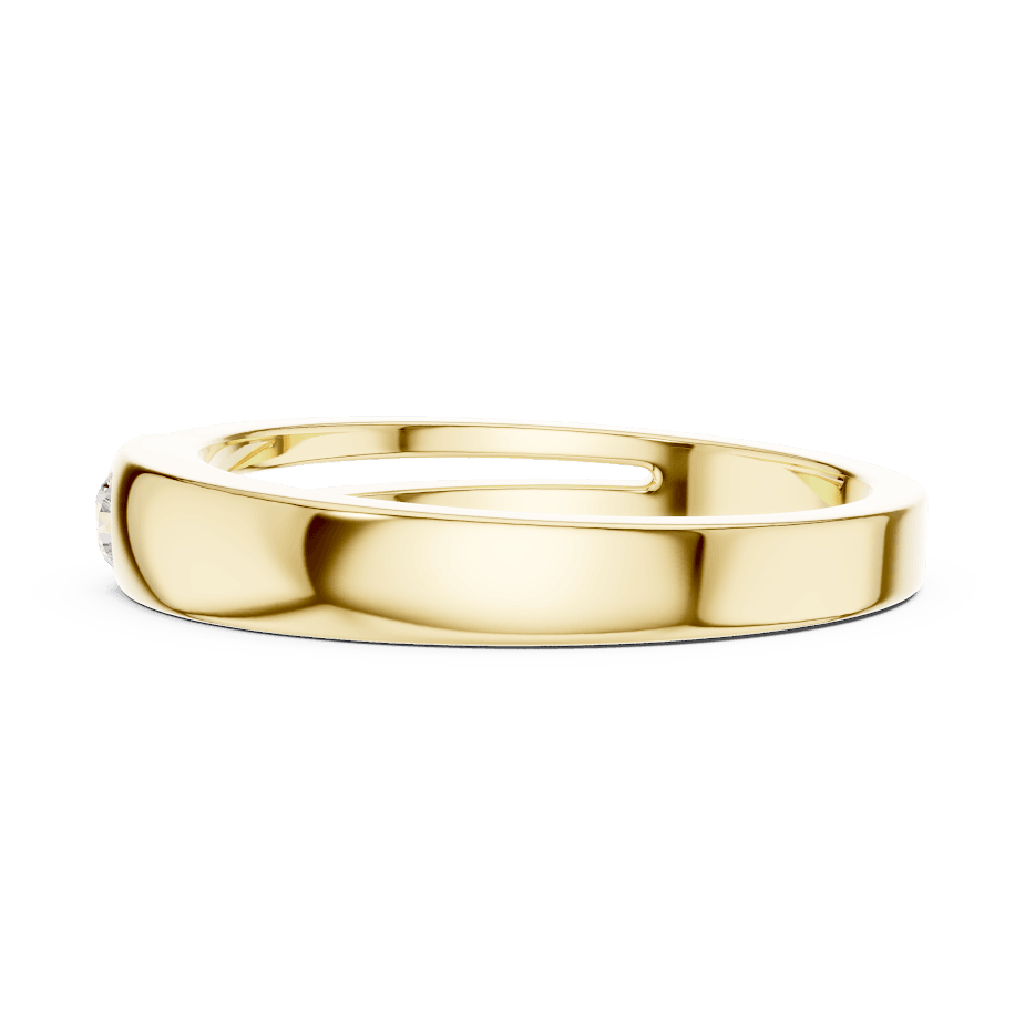 Minimalist solitaire diamond band ring with a sleek polished design and a single sparkling stone by Orova Jewels.