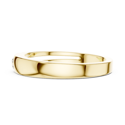 Minimalist solitaire diamond band ring with a sleek polished design and a single sparkling stone by Orova Jewels.