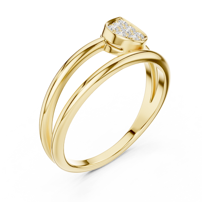 Marquise Cluster Diamond Ring featuring a marquise-shaped cluster of round diamonds on a sleek split-style polished band by Orova Jewels.