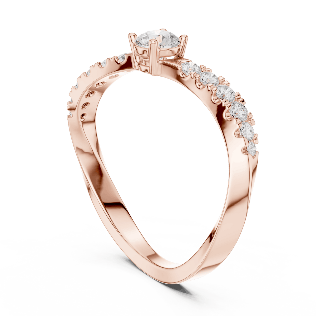 Classic solitaire diamond ring featuring a brilliant round-cut center stone with a sparkling pavé-set band and polished finish by Orova Jewels