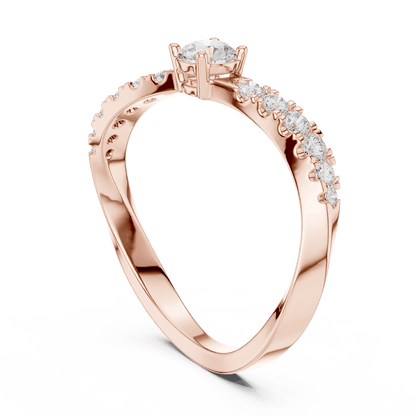 Classic solitaire diamond ring featuring a brilliant round-cut center stone with a sparkling pavé-set band and polished finish by Orova Jewels