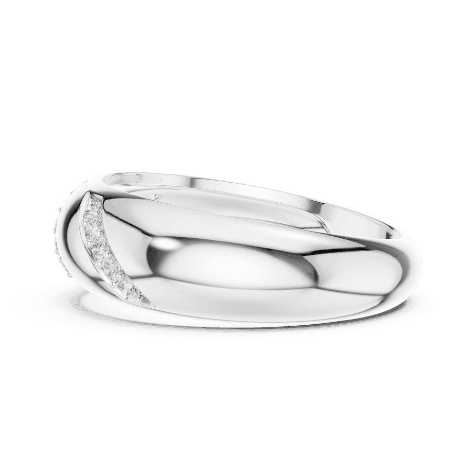 Twisted diamond accent band ring featuring a polished crossover design with sparkling round diamond clusters by Orova Jewels.