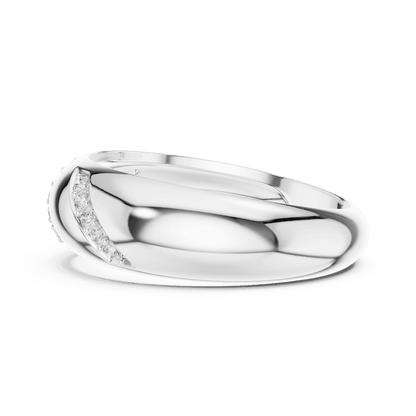Twisted diamond accent band ring featuring a polished crossover design with sparkling round diamond clusters by Orova Jewels.