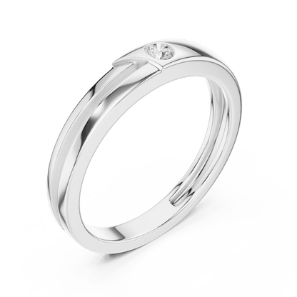 Minimalist solitaire diamond band ring with a sleek polished design and a single sparkling stone by Orova Jewels.