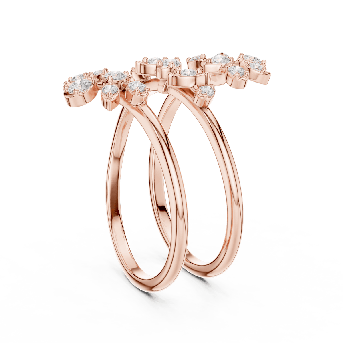 Diamond floral hoop earrings featuring sparkling flower-shaped diamond clusters on sleek polished hoops by Orova Jewels.
