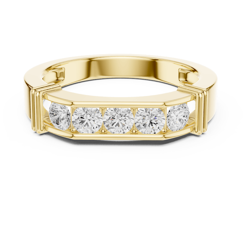 Contemporary channel-set diamond ring featuring brilliant round stones on a sleek polished band by Orova Jewels.