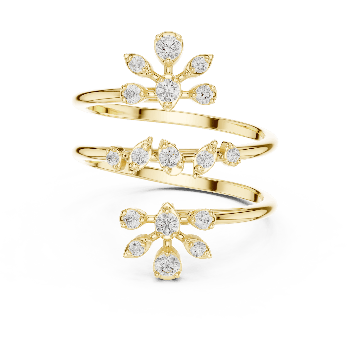 Diamond floral hoop earrings featuring sparkling flower-shaped diamond clusters on sleek polished hoops by Orova Jewels.