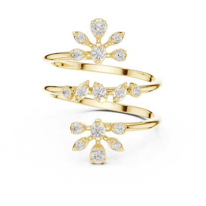 Diamond floral hoop earrings featuring sparkling flower-shaped diamond clusters on sleek polished hoops by Orova Jewels.