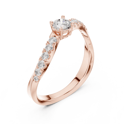 Classic solitaire diamond ring featuring a brilliant round-cut center stone with a sparkling pavé-set band and polished finish by Orova Jewels