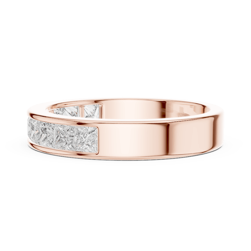 Princess Cut Diamond Channel Band Ring featuring a row of channel-set princess-cut diamonds on a polished band by Orova Jewels.