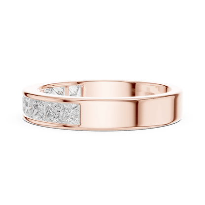 Princess Cut Diamond Channel Band Ring featuring a row of channel-set princess-cut diamonds on a polished band by Orova Jewels.