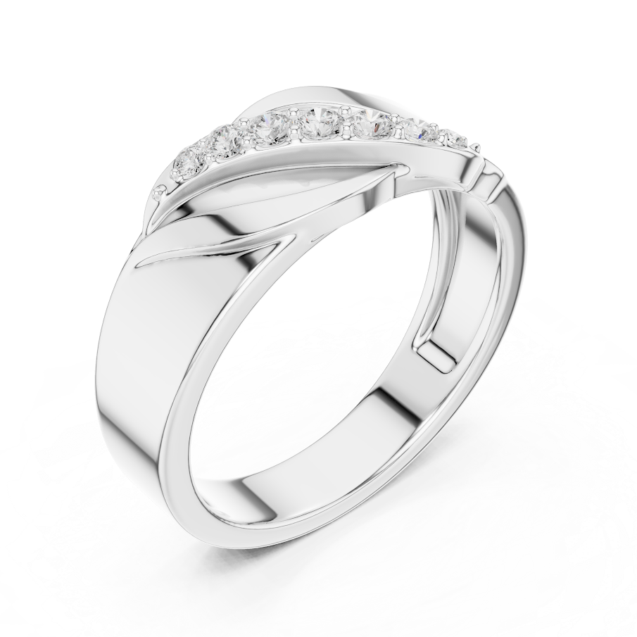 Modern twist solitaire diamond ring featuring a sleek crossover band and sparkling round center stone by Orova Jewels.
