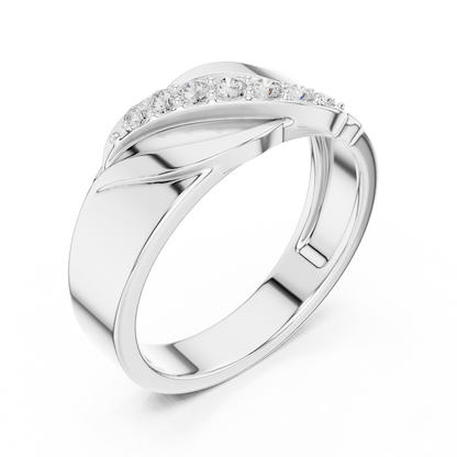 Modern twist solitaire diamond ring featuring a sleek crossover band and sparkling round center stone by Orova Jewels.