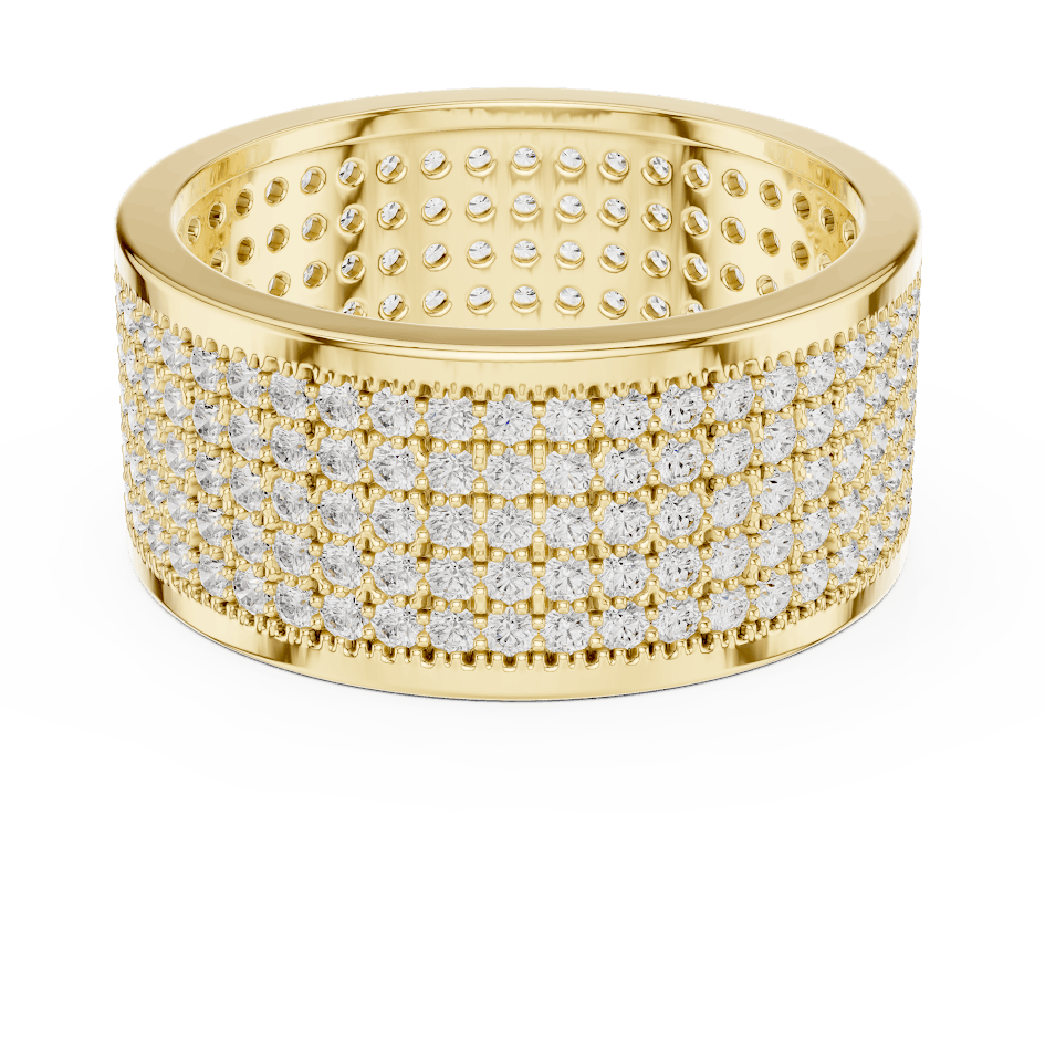 Luxury diamond pavé band ring featuring multiple rows of sparkling round diamonds on a wide polished band by Orova Jewels.