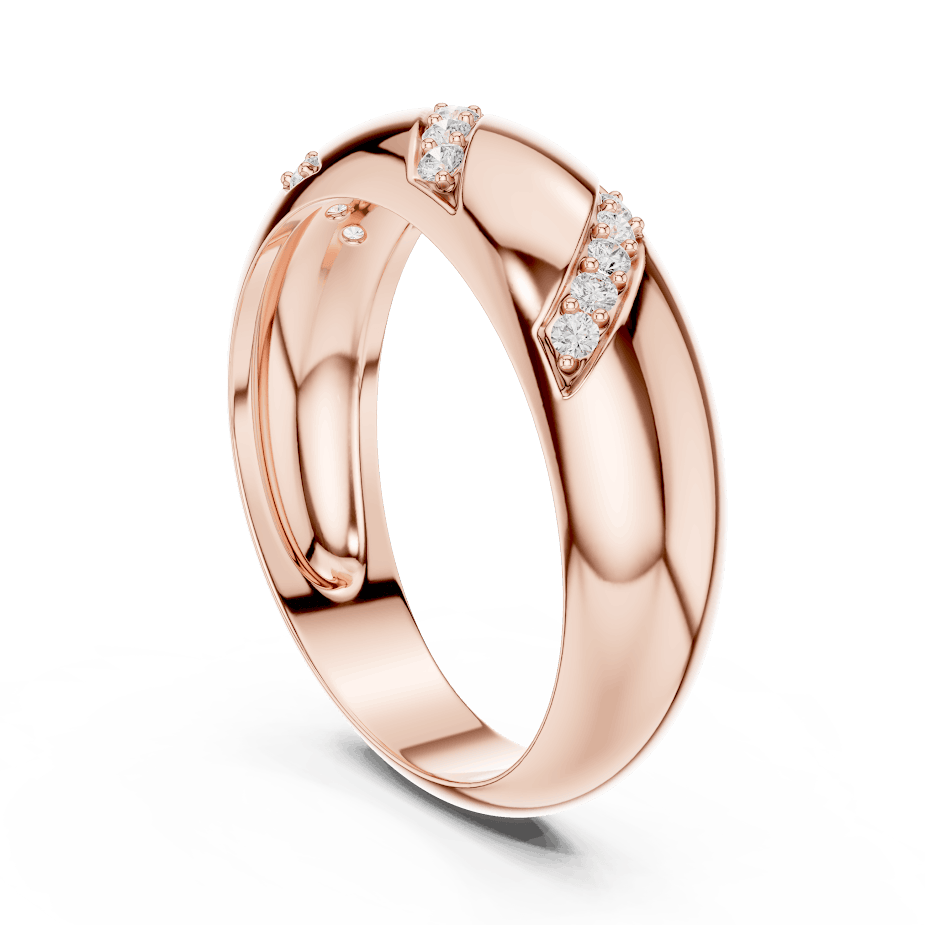 Twisted diamond accent band ring featuring a polished crossover design with sparkling round diamond clusters by Orova Jewels.
