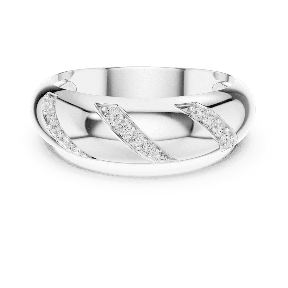 Twisted diamond accent band ring featuring a polished crossover design with sparkling round diamond clusters by Orova Jewels.