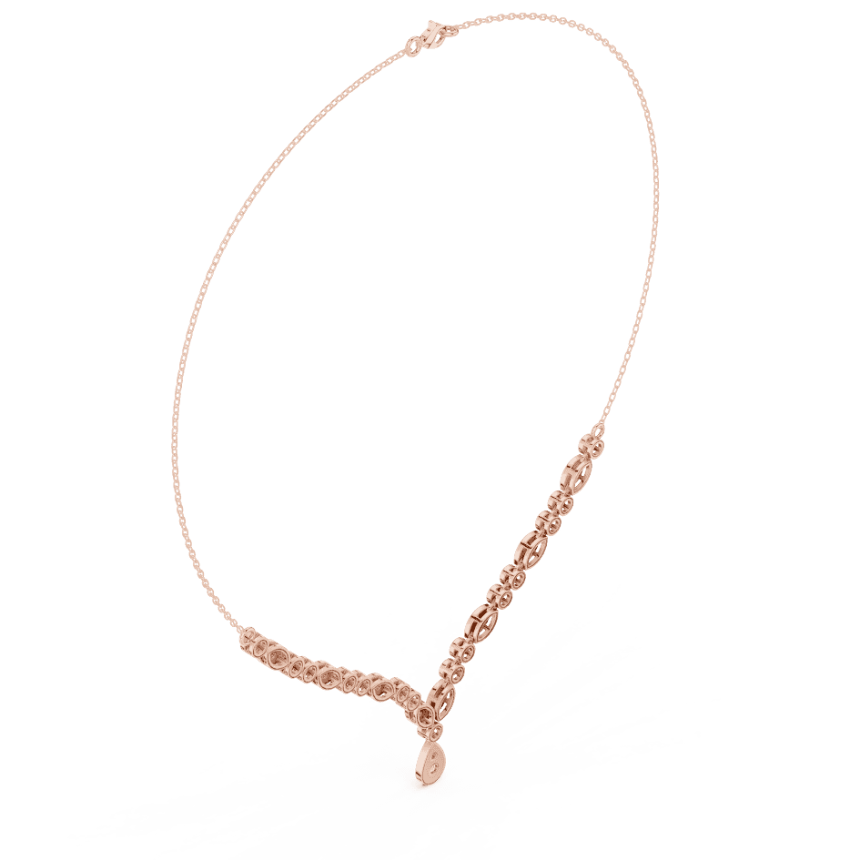 Elegant Marquise & Round Diamond Drop Necklace in white gold featuring brilliant round and marquise-cut diamonds by Orova Jewels.