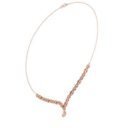Elegant Marquise & Round Diamond Drop Necklace in white gold featuring brilliant round and marquise-cut diamonds by Orova Jewels.