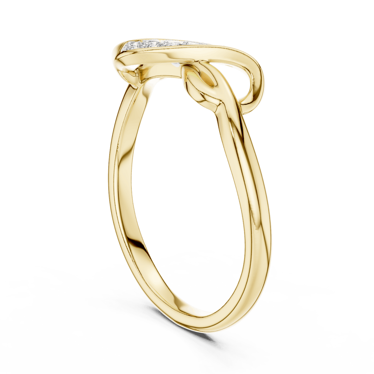 Twisted Infinity Diamond Ring featuring an elegant crossover band with sparkling accent stones and a polished finish by Orova Jewels.