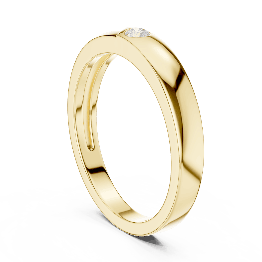 Minimalist solitaire diamond band ring with a sleek polished design and a single sparkling stone by Orova Jewels.