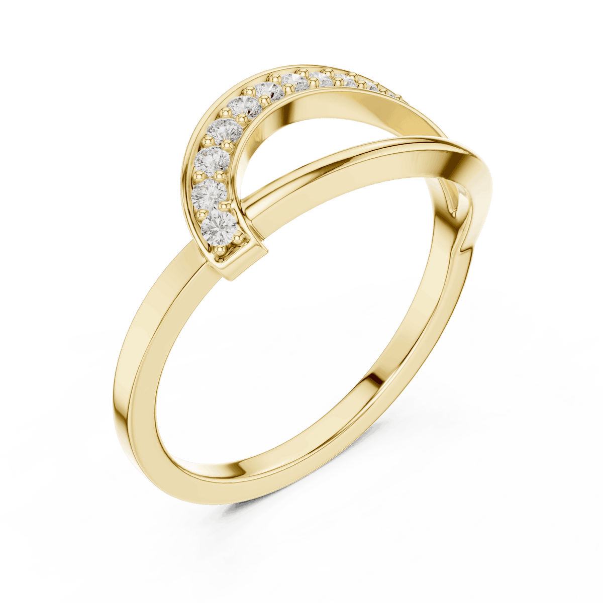 Twisted Pavé Diamond Band Ring featuring a graceful crossover design with sparkling pavé-set diamond accents and a polished finish by Orova Jewels.
