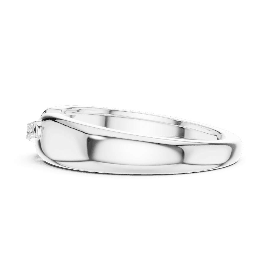 Classic diamond wedding band ring featuring a polished band with a row of sparkling round diamonds by Orova Jewels.