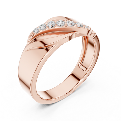 Modern twist solitaire diamond ring featuring a sleek crossover band and sparkling round center stone by Orova Jewels.
