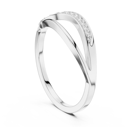 Twisted Pavé Diamond Band Ring featuring a graceful crossover design with sparkling pavé-set diamond accents and a polished finish by Orova Jewels.