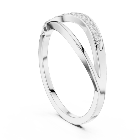 Twisted Pavé Diamond Band Ring featuring a graceful crossover design with sparkling pavé-set diamond accents and a polished finish by Orova Jewels.