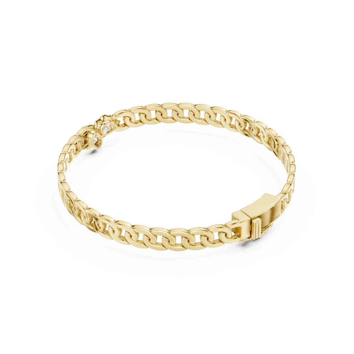 Butterfly diamond chain bracelet featuring polished interlocking links and a sparkling butterfly centerpiece by Orova Jewels.
