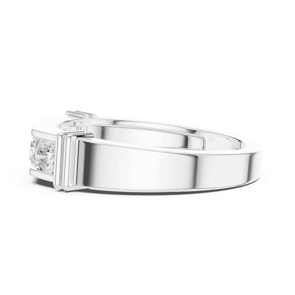 Contemporary channel-set diamond ring featuring brilliant round stones on a sleek polished band by Orova Jewels.