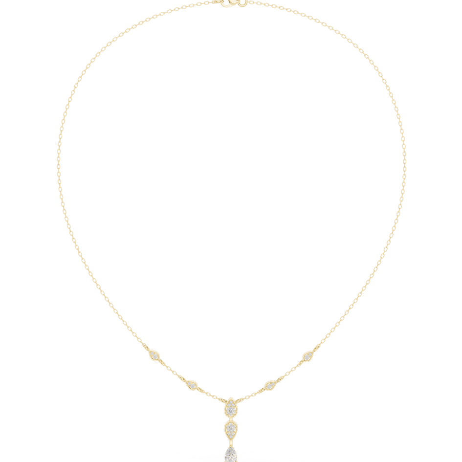 Elegant teardrop diamond pendant necklace with a delicate chain and sparkling accent stones by Orova Jewels.