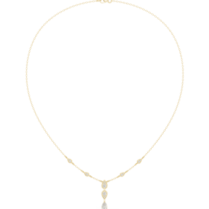 Elegant teardrop diamond pendant necklace with a delicate chain and sparkling accent stones by Orova Jewels.