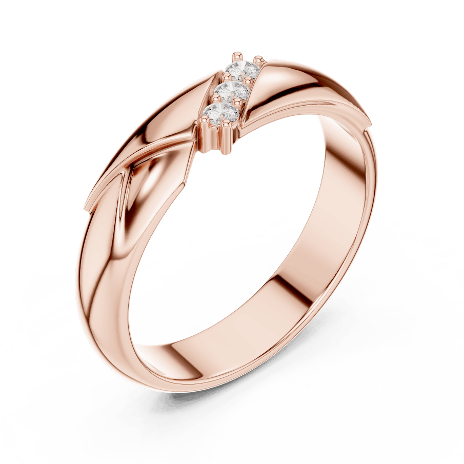 Modern curved diamond accent ring featuring a sleek polished band with a contemporary sweeping design and sparkling round diamonds by Orova Jewels.