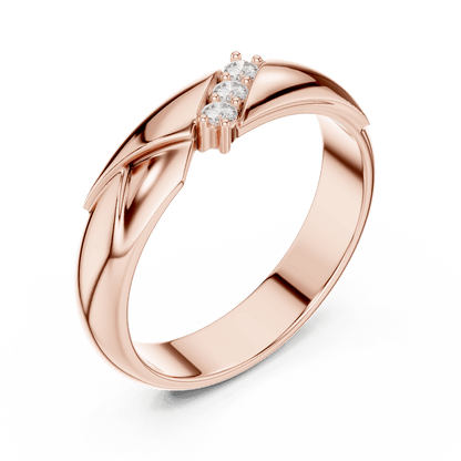 Modern curved diamond accent ring featuring a sleek polished band with a contemporary sweeping design and sparkling round diamonds by Orova Jewels.