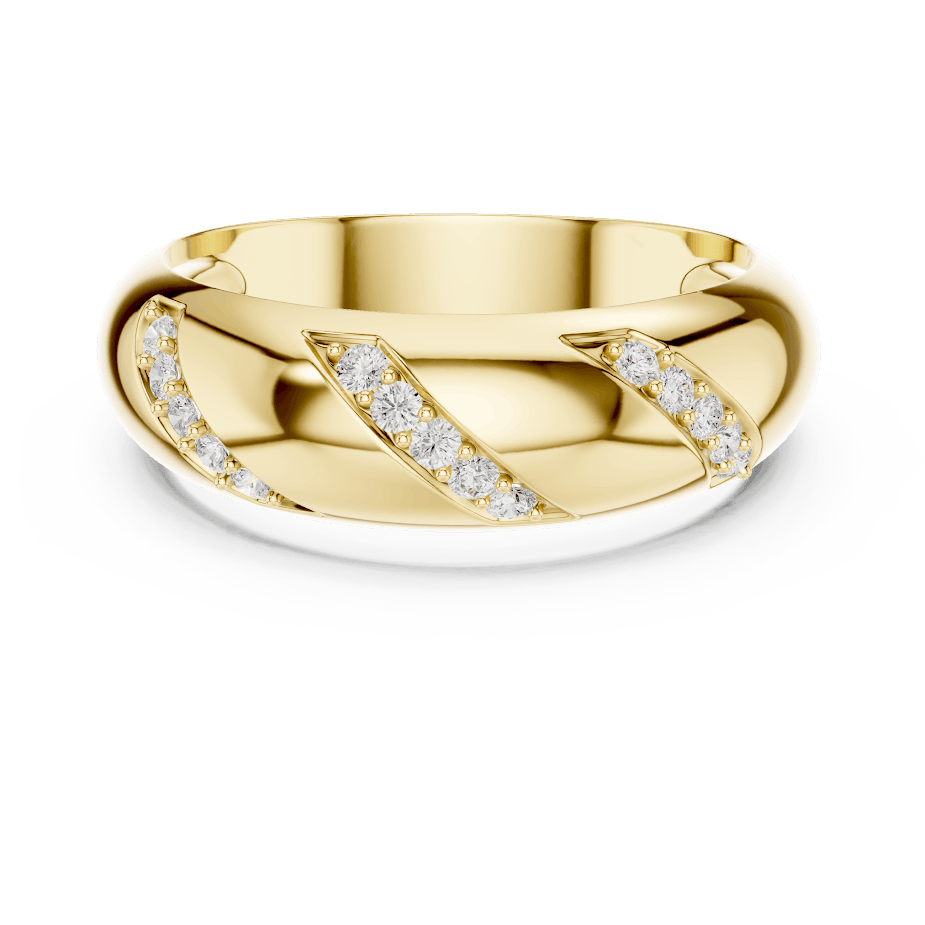 Twisted diamond accent band ring featuring a polished crossover design with sparkling round diamond clusters by Orova Jewels.