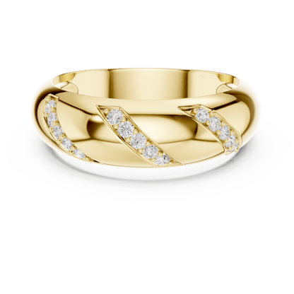 Twisted diamond accent band ring featuring a polished crossover design with sparkling round diamond clusters by Orova Jewels.