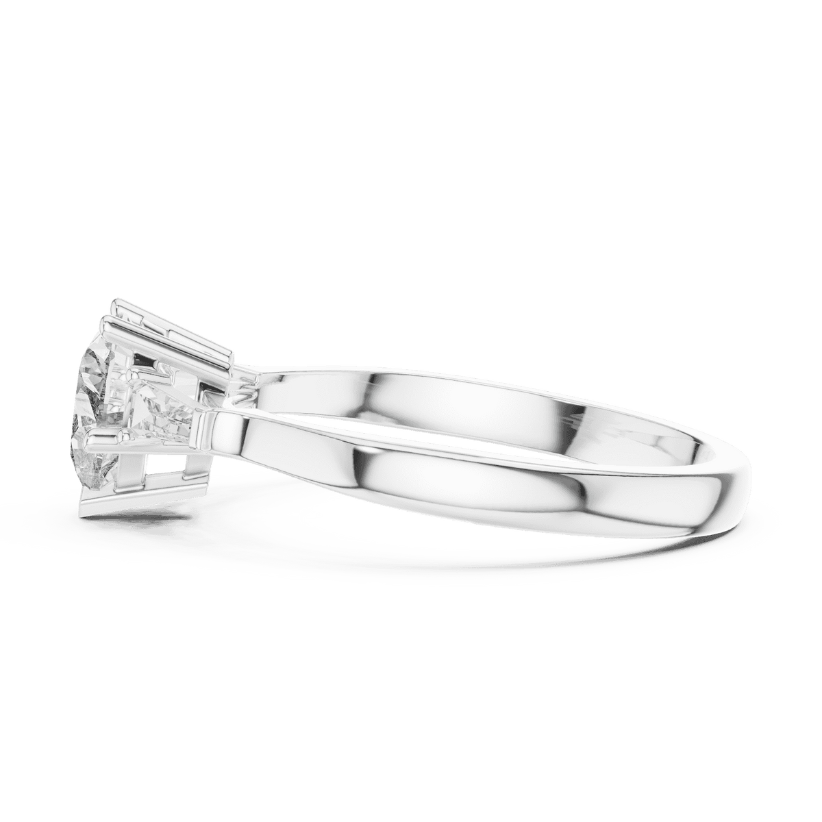 Classic solitaire diamond engagement ring featuring a round brilliant center stone in a four-prong setting with a polished band by Orova Jewels.