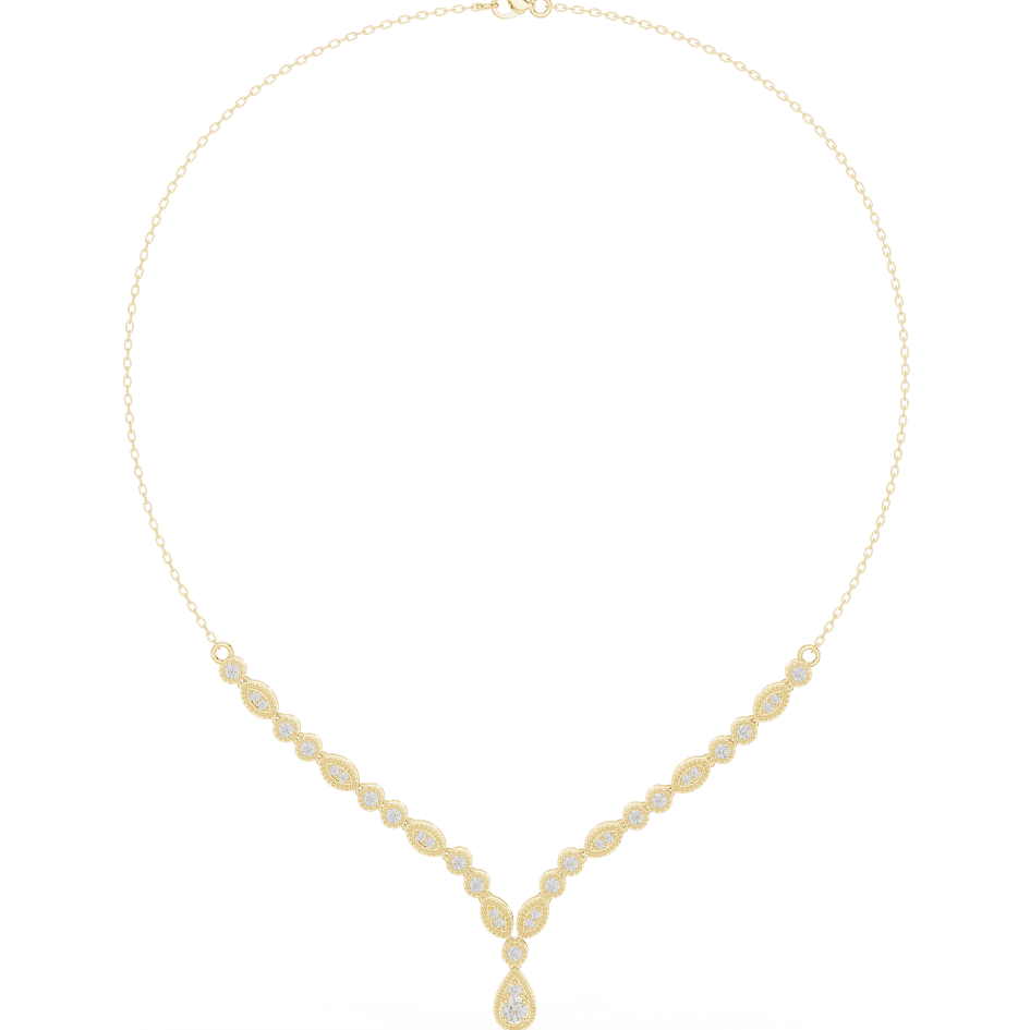 Elegant Marquise & Round Diamond Drop Necklace in white gold featuring brilliant round and marquise-cut diamonds by Orova Jewels.