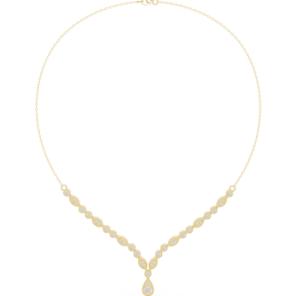 Elegant Marquise & Round Diamond Drop Necklace in white gold featuring brilliant round and marquise-cut diamonds by Orova Jewels.