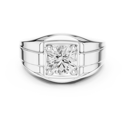 Classic solitaire diamond engagement ring featuring a brilliant round center stone in a four-prong setting with a polished band by Orova Jewels.