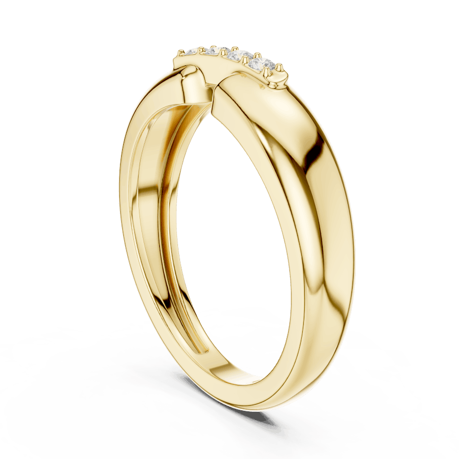 Classic diamond wedding band ring featuring a polished band with a row of sparkling round diamonds by Orova Jewels.