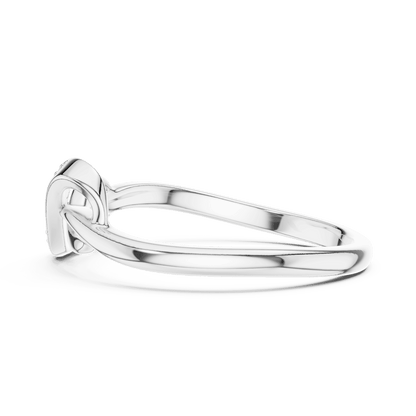 Twisted Infinity Diamond Ring featuring an elegant crossover band with sparkling accent stones and a polished finish by Orova Jewels.