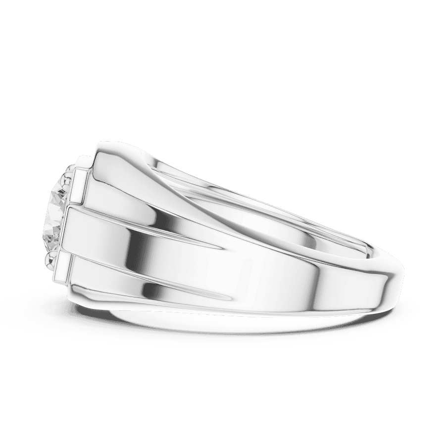 Classic solitaire diamond engagement ring featuring a brilliant round center stone in a four-prong setting with a polished band by Orova Jewels.