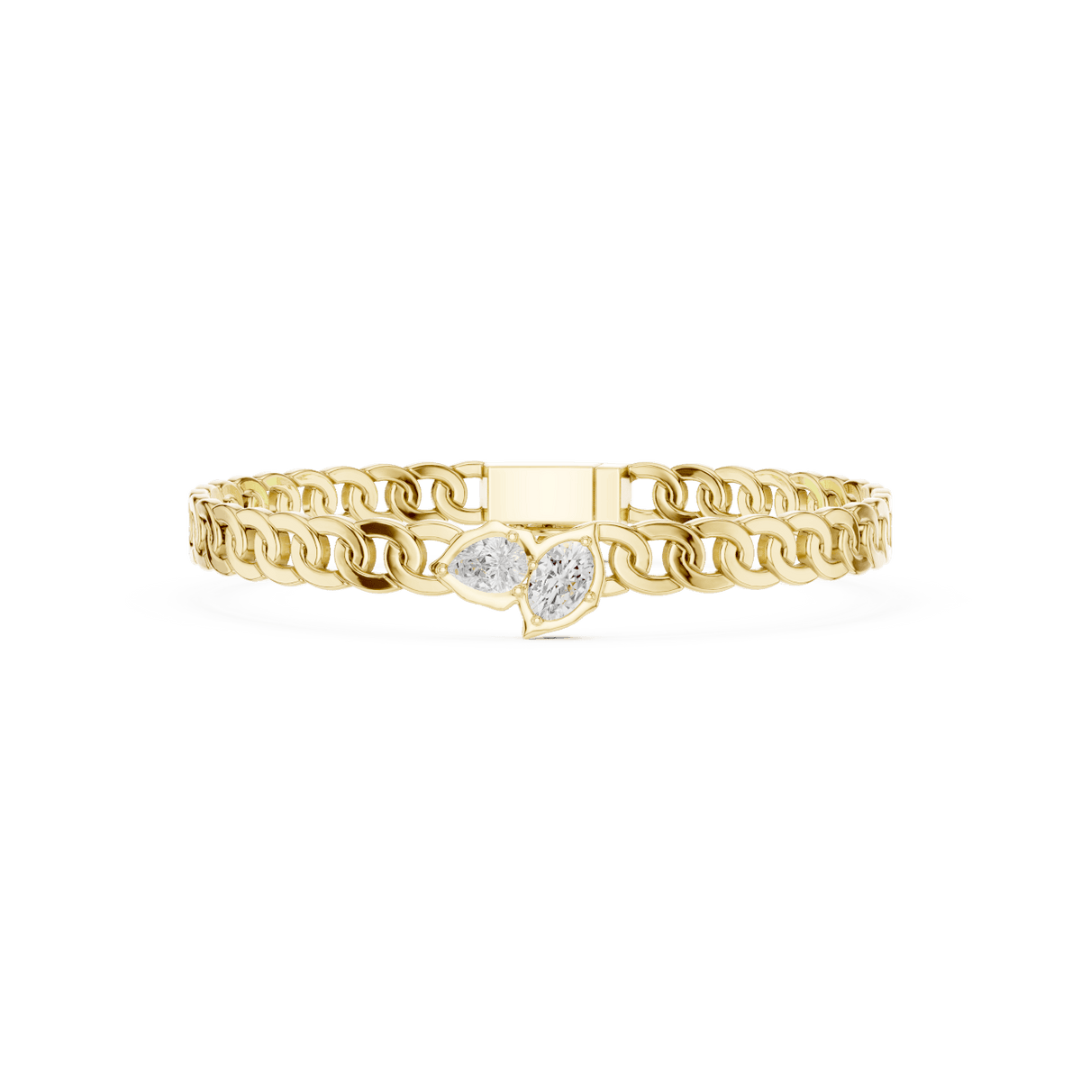 Butterfly diamond chain bracelet featuring polished interlocking links and a sparkling butterfly centerpiece by Orova Jewels.