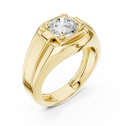 Classic solitaire diamond engagement ring featuring a brilliant round center stone in a four-prong setting with a polished band by Orova Jewels.