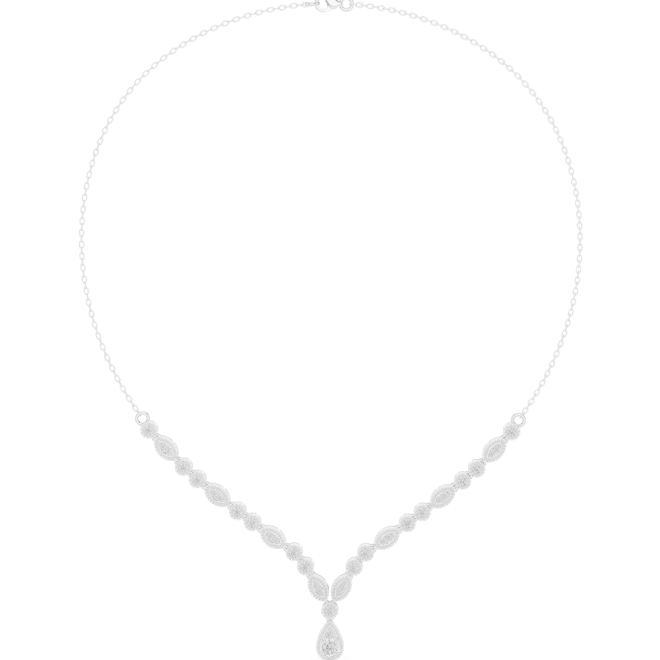 Elegant Marquise & Round Diamond Drop Necklace in white gold featuring brilliant round and marquise-cut diamonds by Orova Jewels.