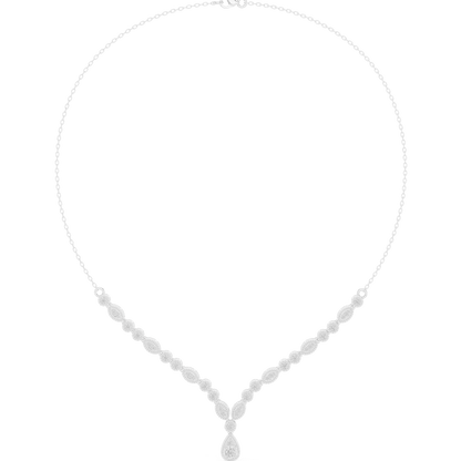 Elegant Marquise & Round Diamond Drop Necklace in white gold featuring brilliant round and marquise-cut diamonds by Orova Jewels.